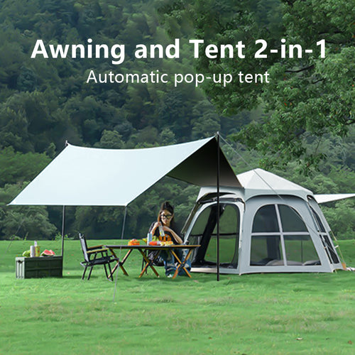 2 - Automatic Hexagonal Silver Camping Tent