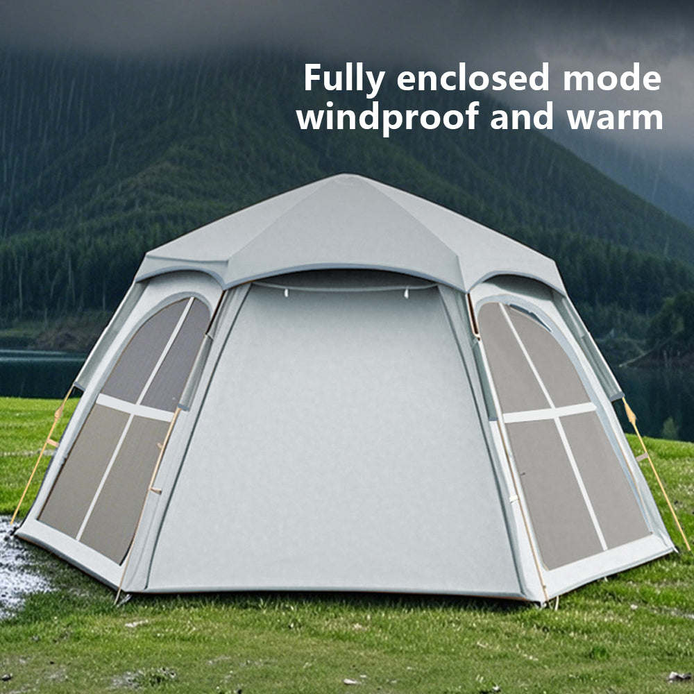 2 - Automatic Hexagonal Silver Camping Tent