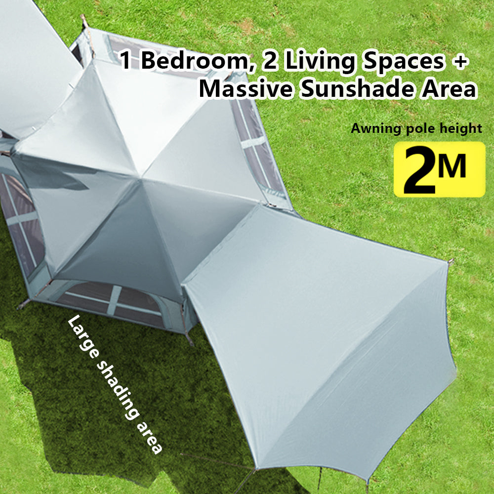 2 - Automatic Hexagonal Silver Camping Tent