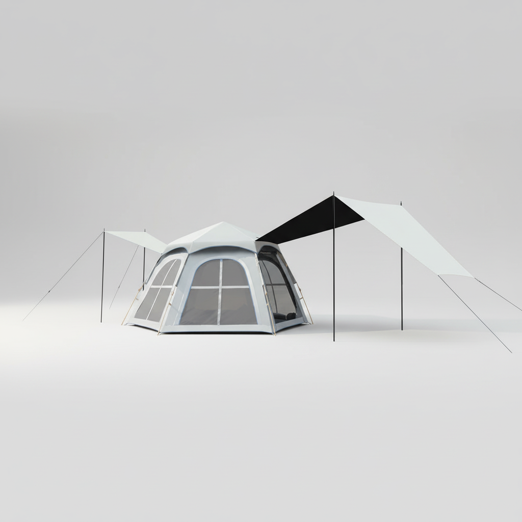 2 - Automatic Hexagonal Silver Camping Tent
