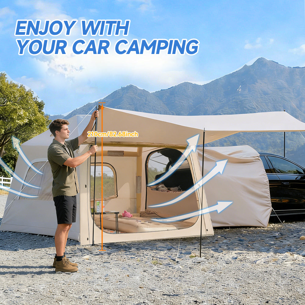 Extended 12X Three U shaped door partitions Double small skylight support rod canopy